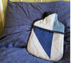 Load image into Gallery viewer, Quilted Pennon; blue, navy and black hot water bottle.
