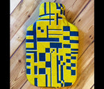 Load image into Gallery viewer, Quilted Maze; yellow and green hot water bottle.
