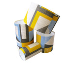 Load image into Gallery viewer, Abstract Square lampshade: Yellow, Blue, Grey
