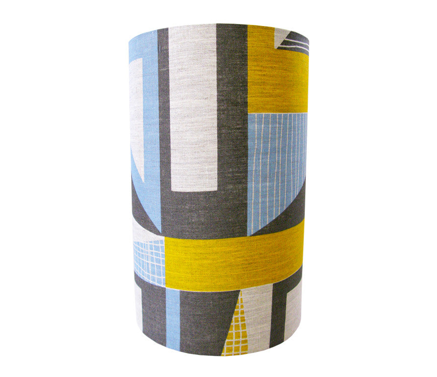 Abstract Square lampshade: Yellow, Blue, Grey