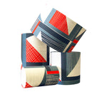 Load image into Gallery viewer, Abstract Square lampshade: Red, Navy, Blue
