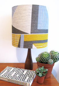 Abstract Square lampshade: Yellow, Blue, Grey
