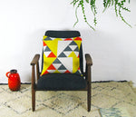 Load image into Gallery viewer, Aztec cushion: Red, Blue, Yellow
