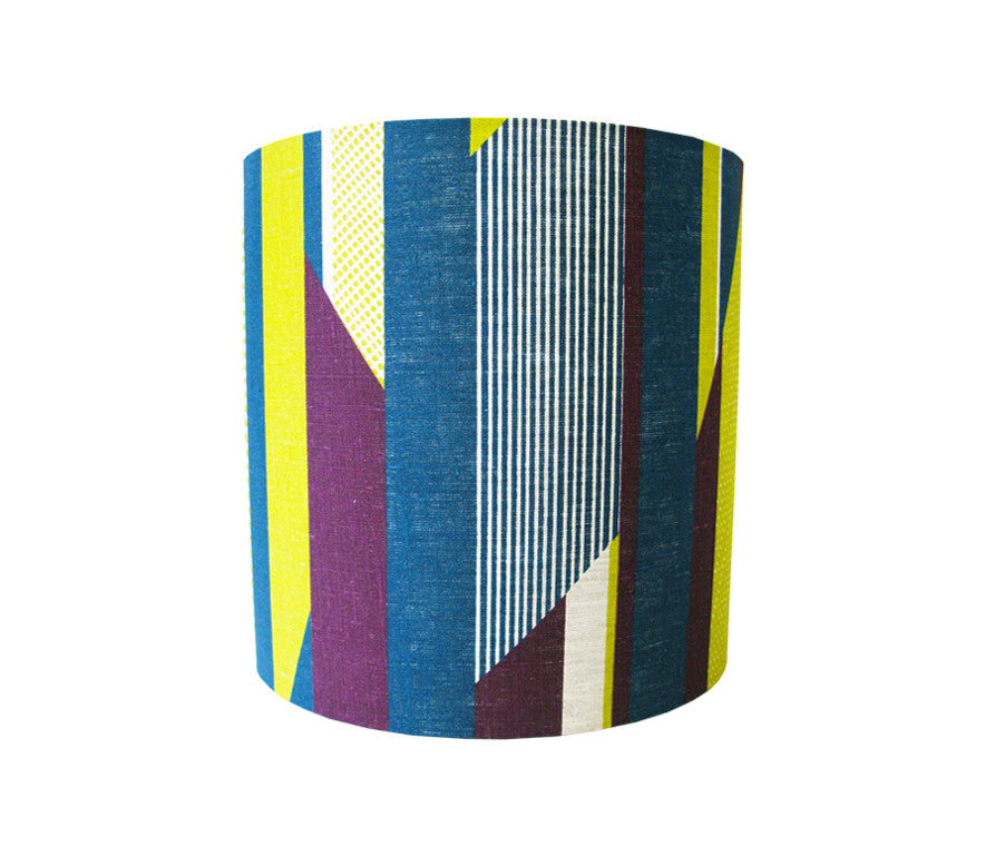 Textured Stripe Lampshade: Aubergine, Lime, Teal