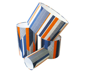 Textured Stripe Lampshade: Blue, Navy, Orange