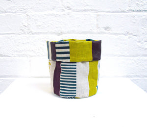 Textured Stripe Soft Pots: Aubergine Teal Lime