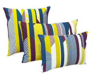Textured Stripe Cushion: Aubergine, Teal, Lime