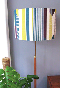 Textured Stripe Lampshade: Aubergine, Lime, Teal