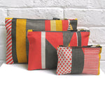 Load image into Gallery viewer, Textured Stripe pouch: Pink, Grey, Yellow
