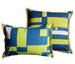 Load image into Gallery viewer, Lattice cushion: Blue, Vibrant green
