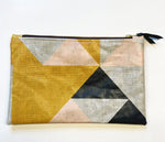 Load image into Gallery viewer, NEW: Oilcloth Aztec pouch: Navy, Yellow, pink
