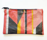 Load image into Gallery viewer, NEW: Oilcloth Textured Stripe Pouch: Pink, Yellow, Grey
