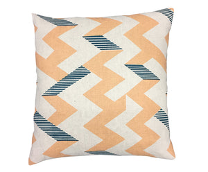 Snakes and Ladders Cushion: Peach and Teal