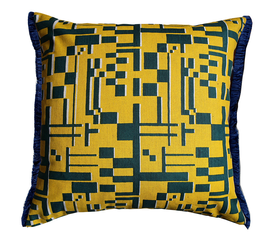 Maze cushion: Yellow, Green