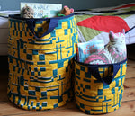 Load image into Gallery viewer, Maze Quilted Storage Basket: Yellow and Green
