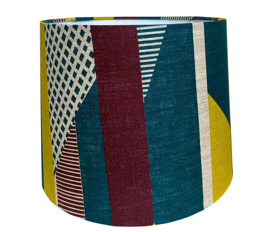 Textured Stripe Lampshade: Aubergine, Lime, Teal