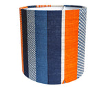Load image into Gallery viewer, Textured Stripe Lampshade: Blue, Navy, Orange
