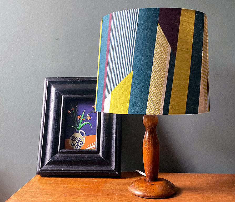 Textured Stripe Lampshade: Aubergine, Lime, Teal