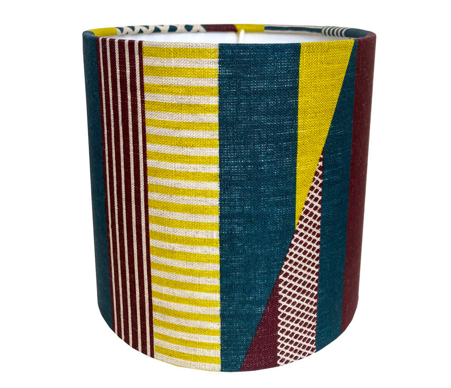 Textured Stripe Lampshade: Aubergine, Lime, Teal