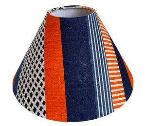 Textured Stripe Lampshade: Blue, Navy, Orange
