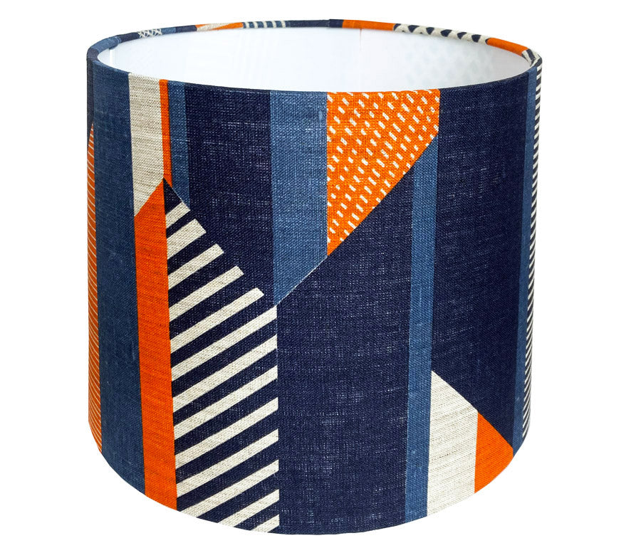 Textured Stripe Lampshade: Blue, Navy, Orange