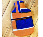 Load image into Gallery viewer, Quilted Lattice; orange and blue hot water bottle.
