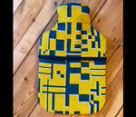 Load image into Gallery viewer, Quilted Maze; yellow and green hot water bottle.
