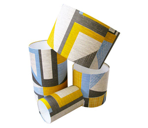 Abstract Square lampshade: Yellow, Blue, Grey