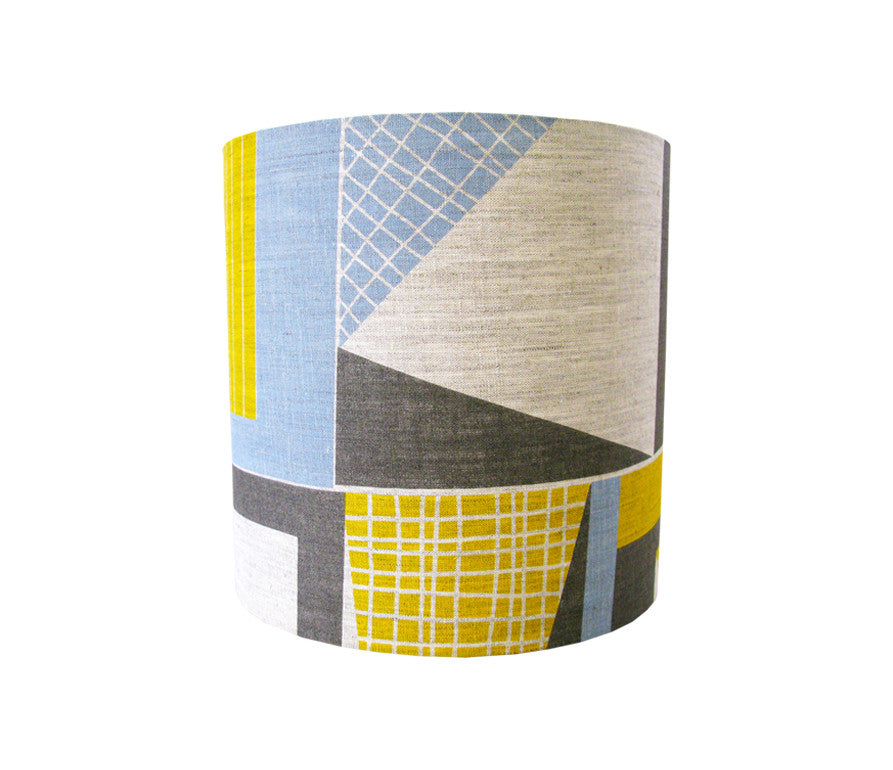 Abstract Square lampshade: Yellow, Blue, Grey