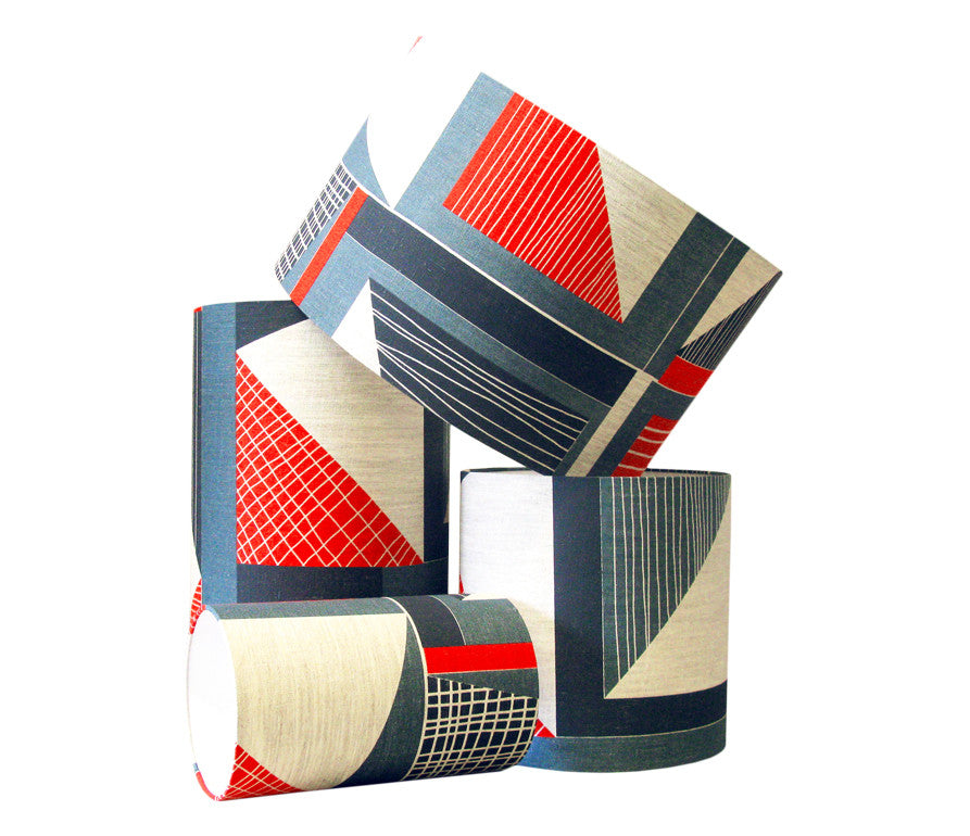 Abstract Square lampshade: Red, Navy, Blue