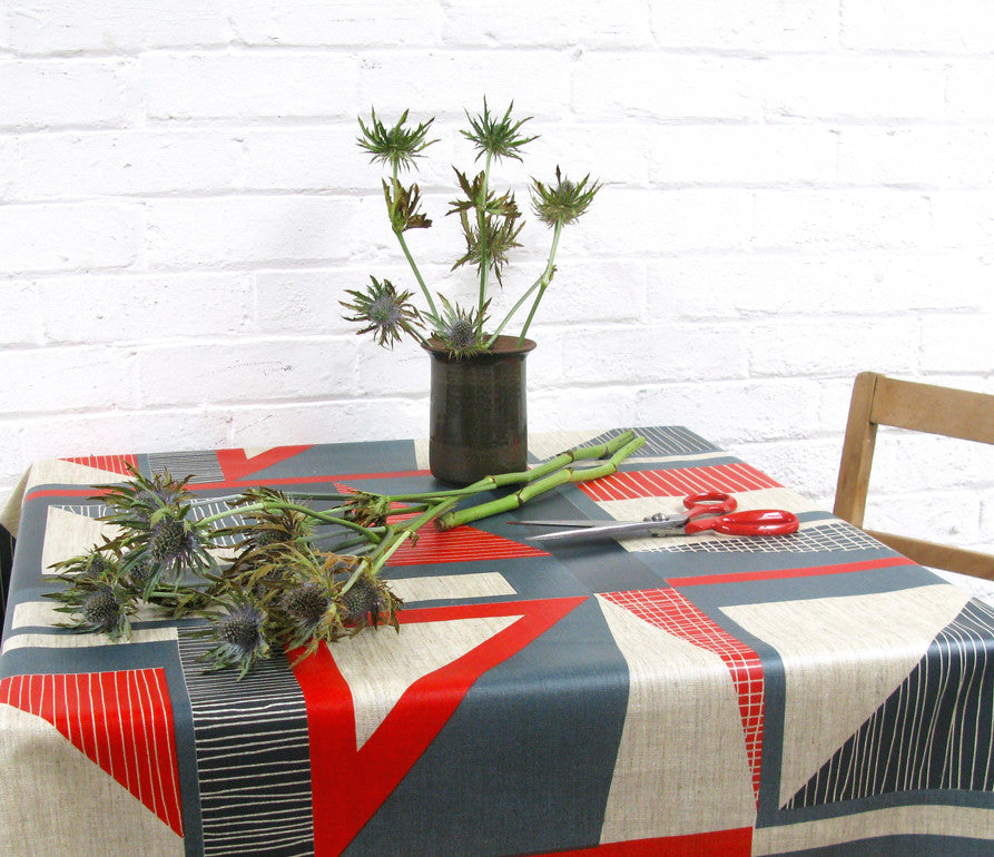 Abstract Square oilcloth: Red, Navy, Blue