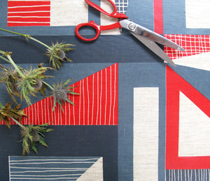 Abstract Square oilcloth: Red, Navy, Blue