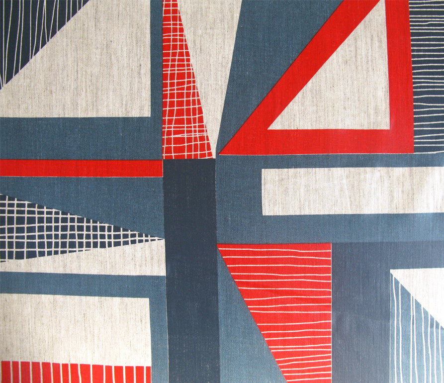 Abstract Square oilcloth: Red, Navy, Blue