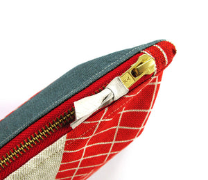 Abstract Square pouch: Red, Navy, Blue