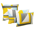 Load image into Gallery viewer, Abstract Square cushion: Yellow, Blue, Grey
