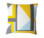 Load image into Gallery viewer, Abstract Square cushion: Yellow, Blue, Grey
