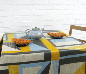 Abstract Square oilcloth: Yellow, Blue, Grey