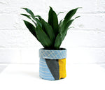 Load image into Gallery viewer, Abstract Square soft pot: Yellow Blue Grey
