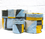 Load image into Gallery viewer, Abstract Square soft pot: Yellow Blue Grey
