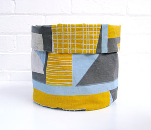 Abstract Square soft pot: Yellow Blue Grey