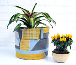 Load image into Gallery viewer, Abstract Square soft pot: Yellow Blue Grey
