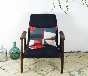 Abstract Square cushion: Red, Navy, Blue