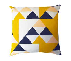Aztec cushion: Pink, Blue, Mustard