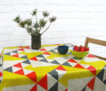 Load image into Gallery viewer, Aztec oilcloth: Red, Blue, Yellow
