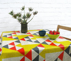 Aztec oilcloth: Red, Blue, Yellow