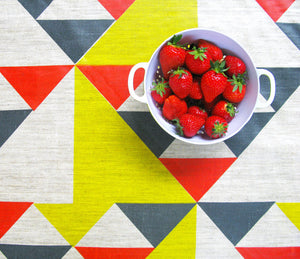 Aztec oilcloth: Red, Blue, Yellow