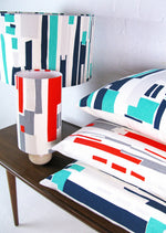 Load image into Gallery viewer, Topsy Turvy Cushion: Red, Light Grey, Grey

