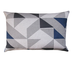 Plane Curve Cushion: Blue, Charcol, Grey