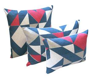 Plane Curve Cushion: Pink, Grey, Blue