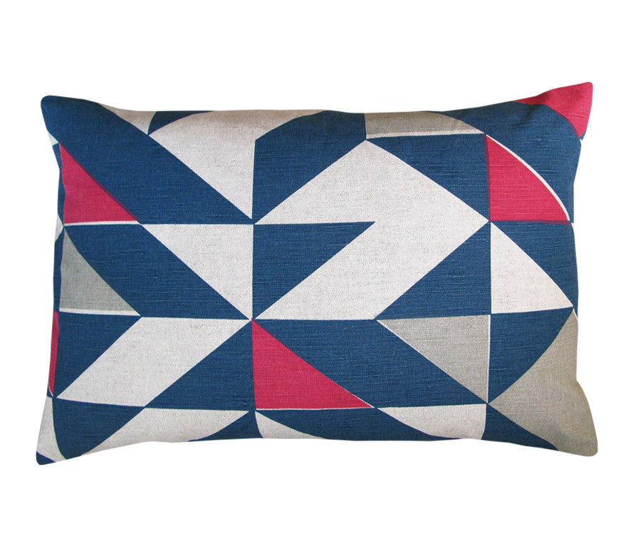 Plane Curve Cushion: Pink, Grey, Blue